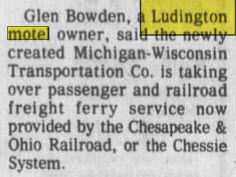 Ludington Motel - 1983 Article